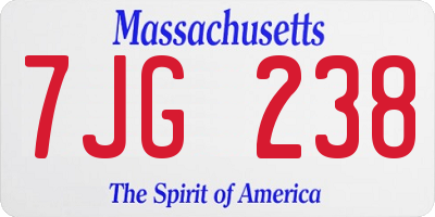 MA license plate 7JG238