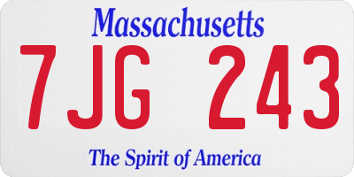 MA license plate 7JG243