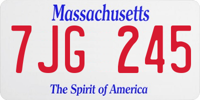 MA license plate 7JG245