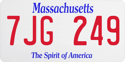 MA license plate 7JG249