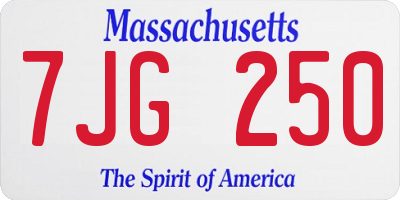 MA license plate 7JG250