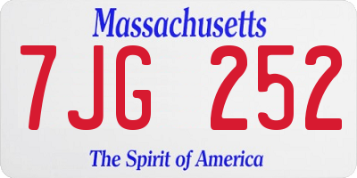 MA license plate 7JG252