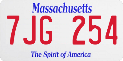 MA license plate 7JG254