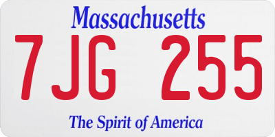 MA license plate 7JG255