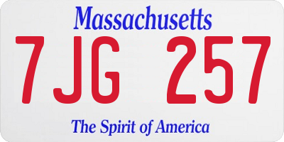 MA license plate 7JG257