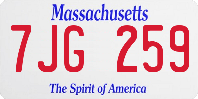 MA license plate 7JG259
