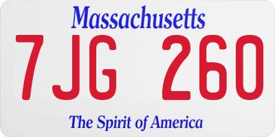 MA license plate 7JG260
