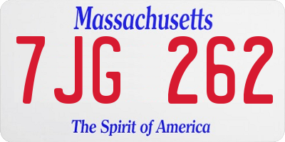 MA license plate 7JG262