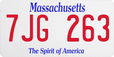 MA license plate 7JG263