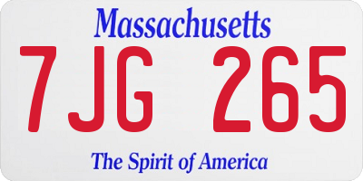 MA license plate 7JG265