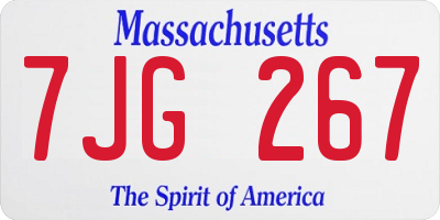 MA license plate 7JG267