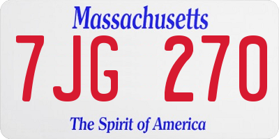 MA license plate 7JG270