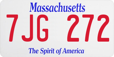 MA license plate 7JG272