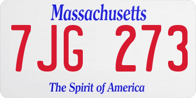 MA license plate 7JG273