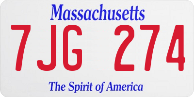 MA license plate 7JG274