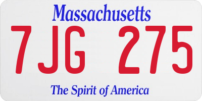 MA license plate 7JG275