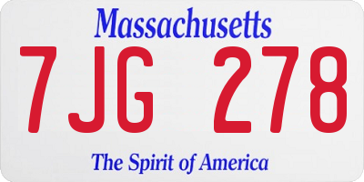 MA license plate 7JG278