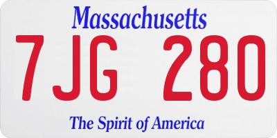 MA license plate 7JG280