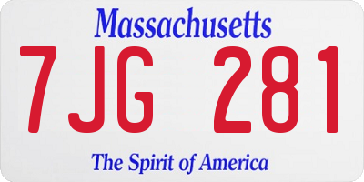 MA license plate 7JG281