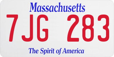 MA license plate 7JG283