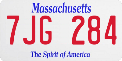 MA license plate 7JG284