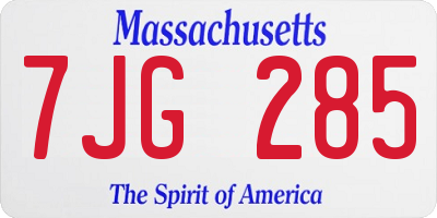 MA license plate 7JG285