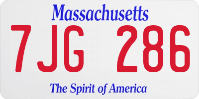 MA license plate 7JG286
