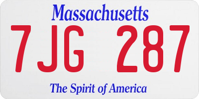 MA license plate 7JG287