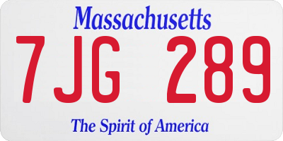 MA license plate 7JG289