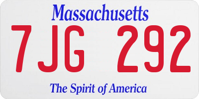 MA license plate 7JG292