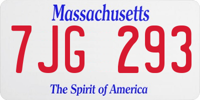 MA license plate 7JG293
