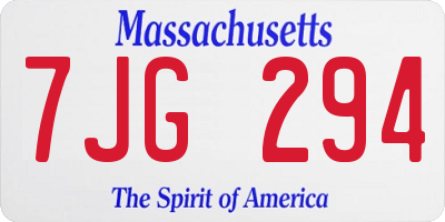 MA license plate 7JG294