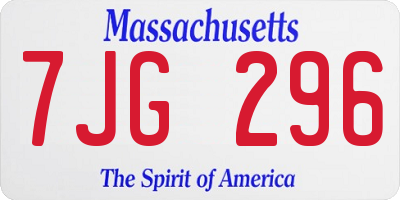 MA license plate 7JG296