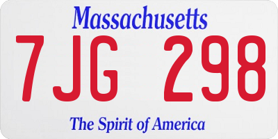 MA license plate 7JG298
