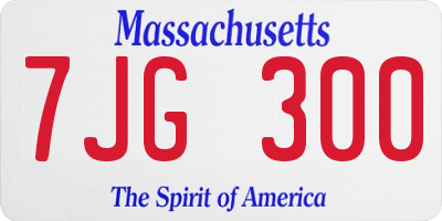 MA license plate 7JG300