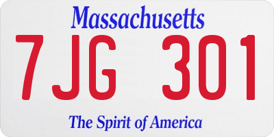 MA license plate 7JG301