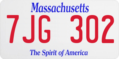 MA license plate 7JG302