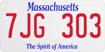 MA license plate 7JG303