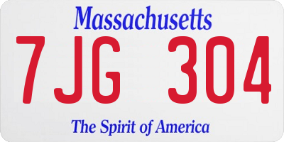 MA license plate 7JG304