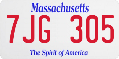 MA license plate 7JG305