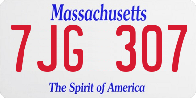 MA license plate 7JG307