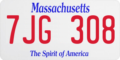 MA license plate 7JG308