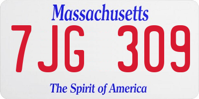 MA license plate 7JG309