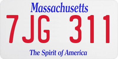 MA license plate 7JG311