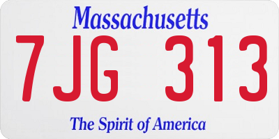 MA license plate 7JG313