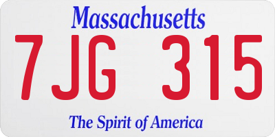 MA license plate 7JG315