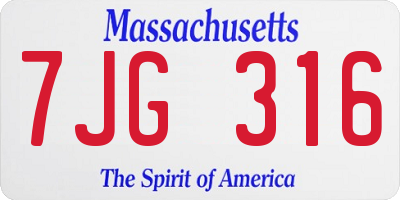 MA license plate 7JG316