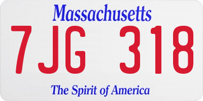 MA license plate 7JG318