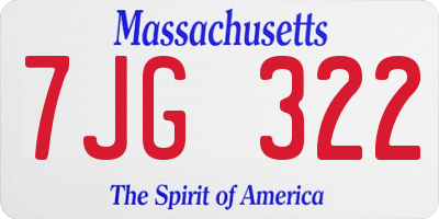 MA license plate 7JG322