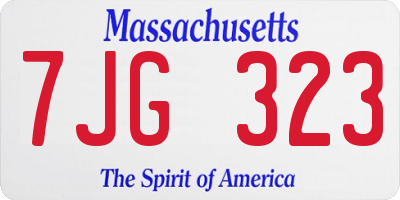 MA license plate 7JG323